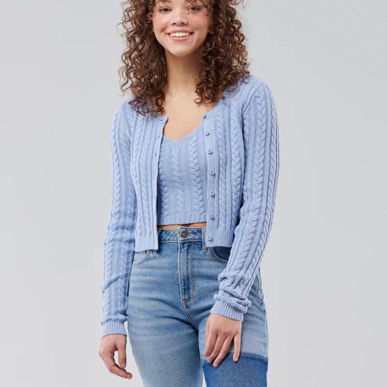 hollister cable crop cardigan