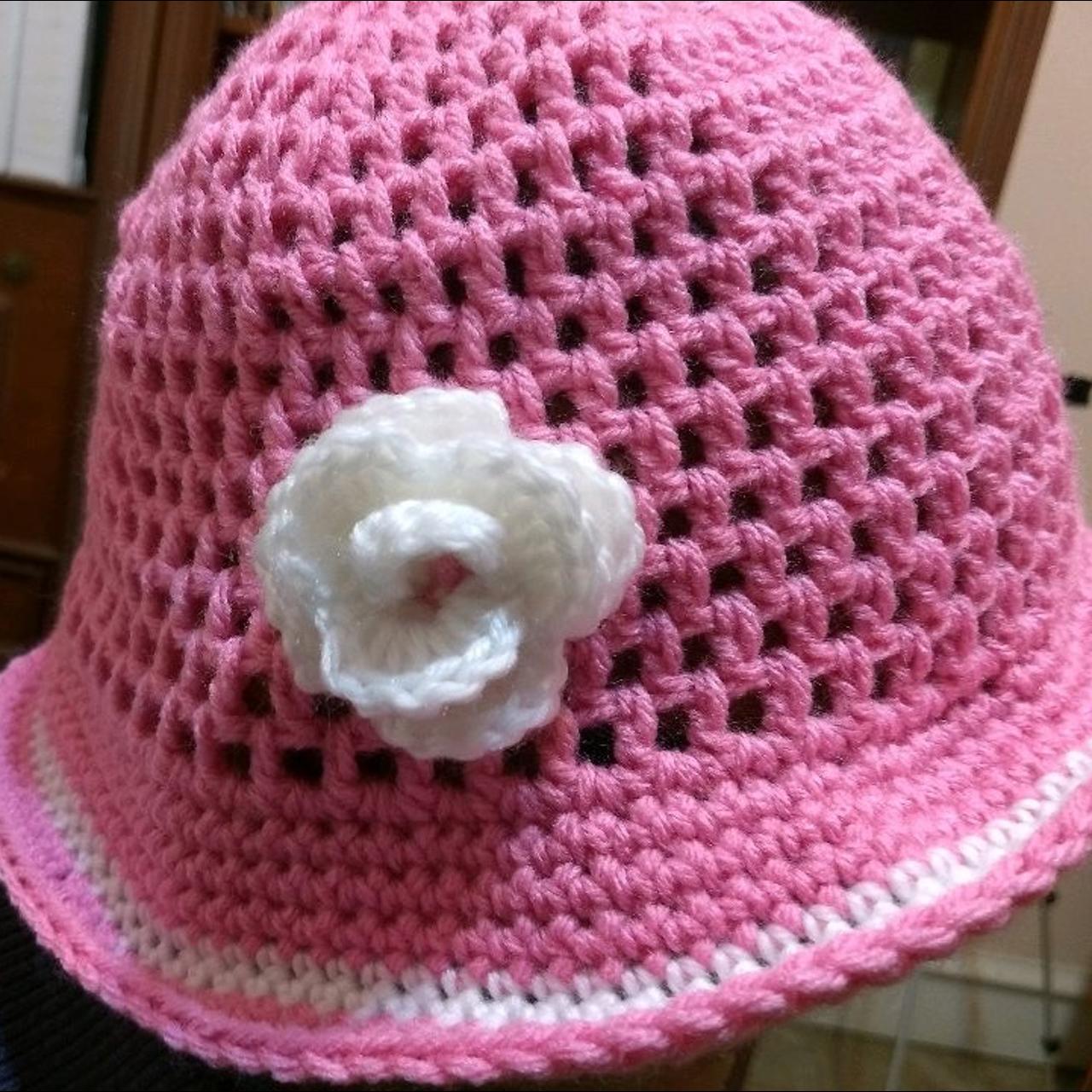 Cute cottagecore style crochet flower bucket hat... - Depop