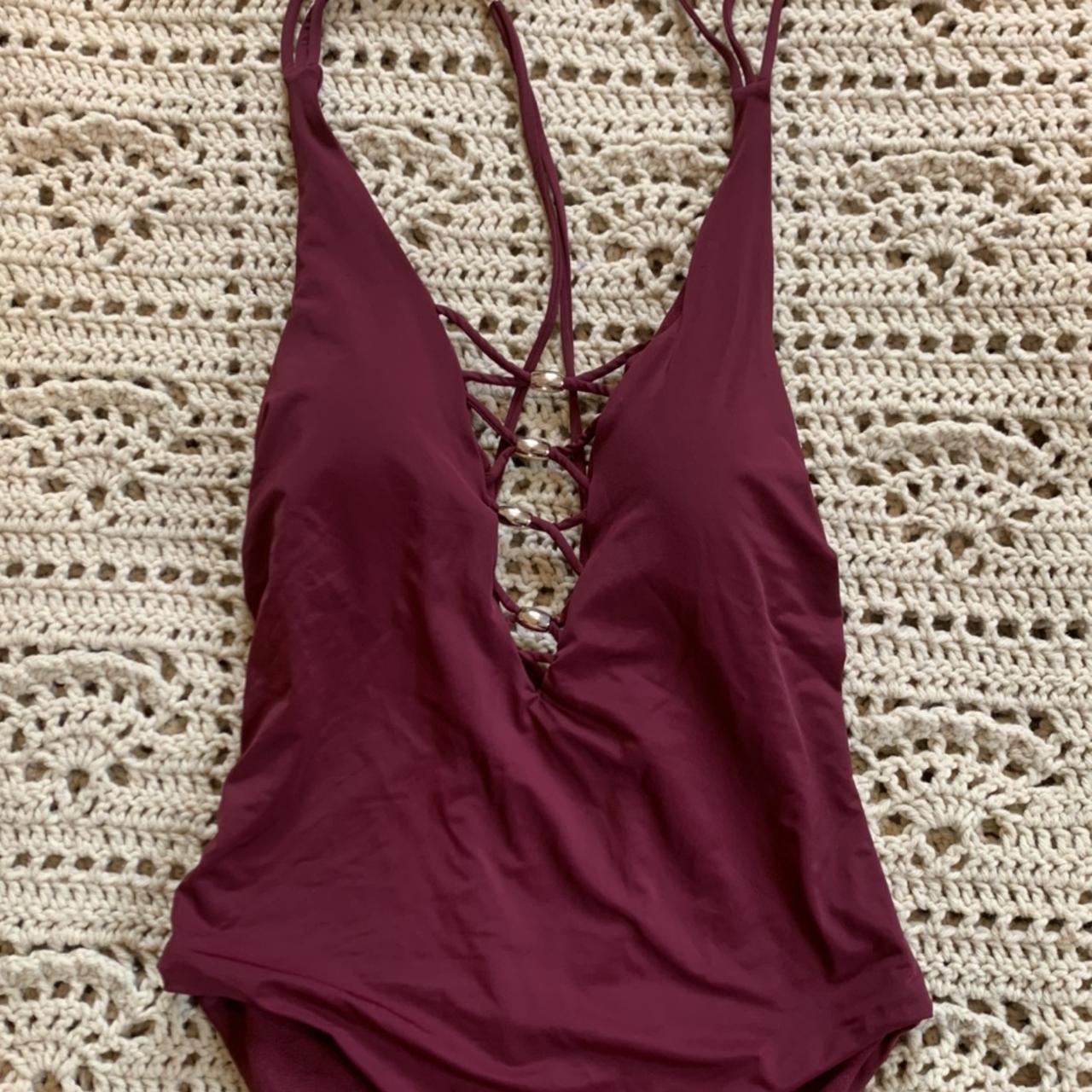 Tinibikini Swimwear One-Piece Maroon Depop