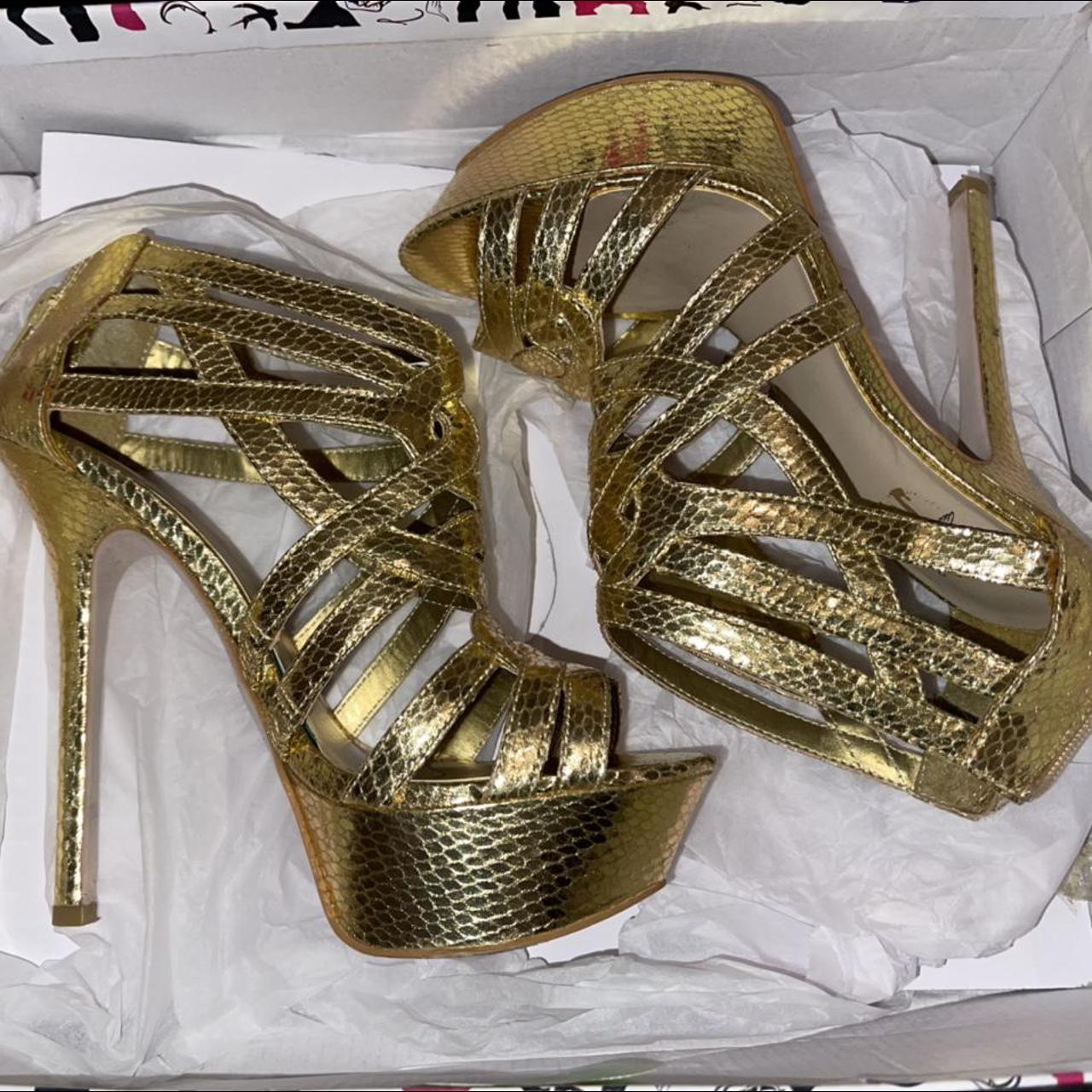 Beautiful gold Kurt Geiger heels. Only been worn... - Depop