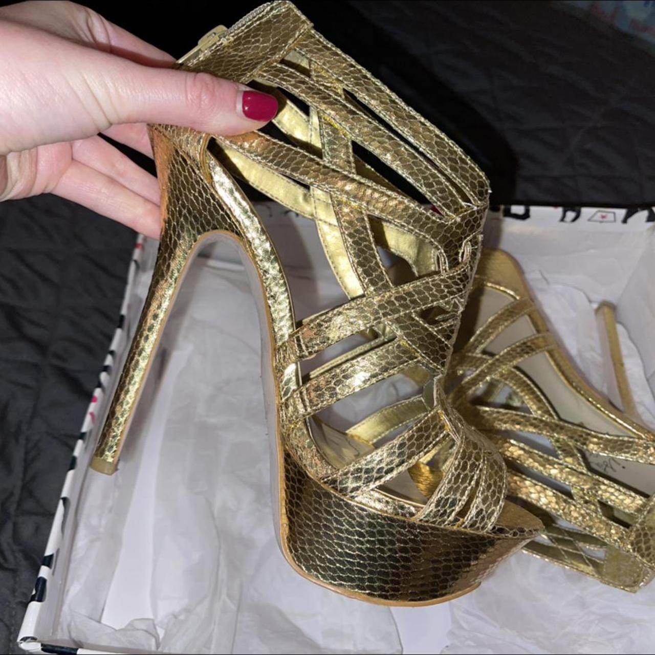 Beautiful gold Kurt Geiger heels. Only been worn... - Depop