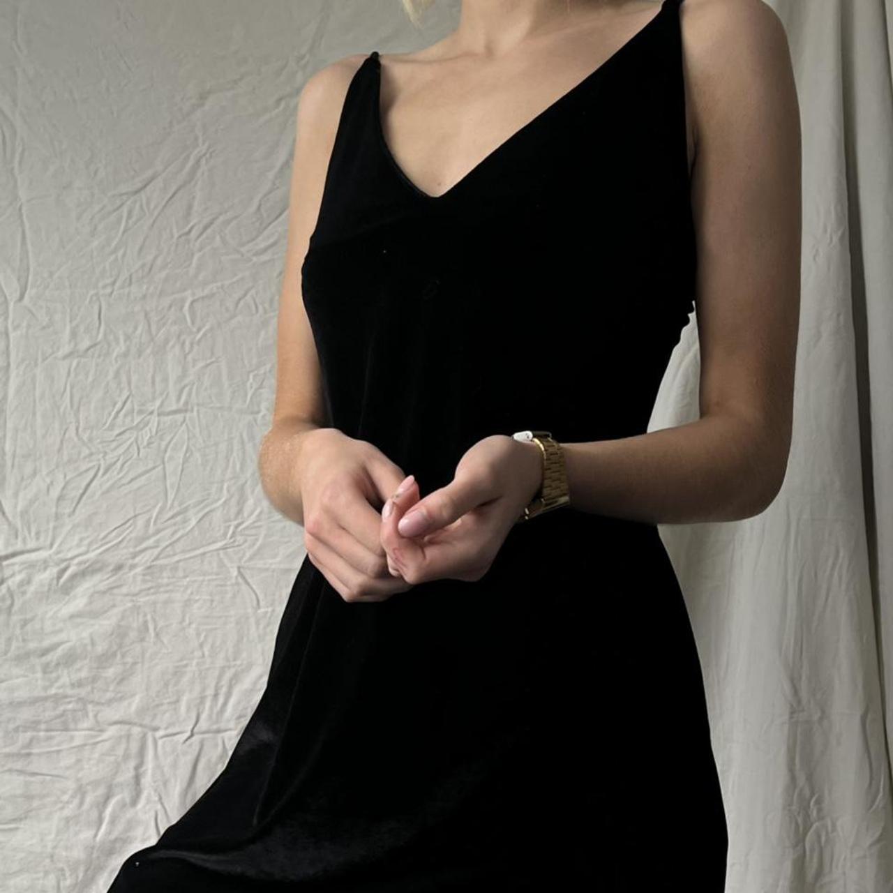 Black velvet dress Depop