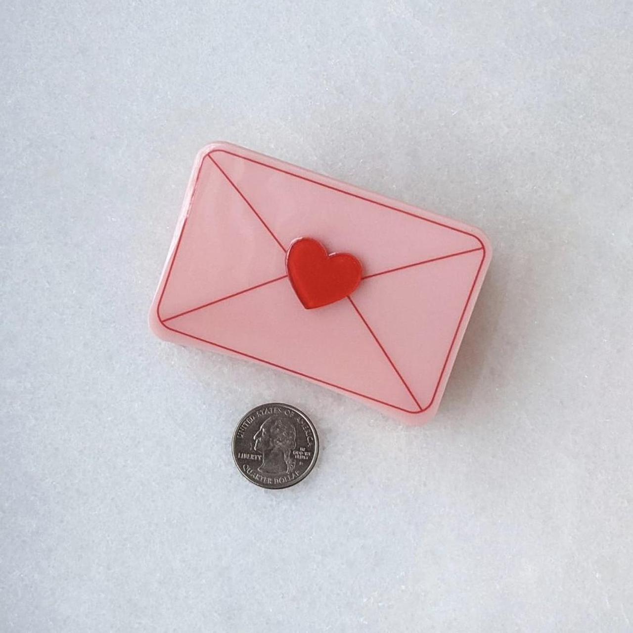 sweet pastel pink+cherry red heart envelope love... - Depop