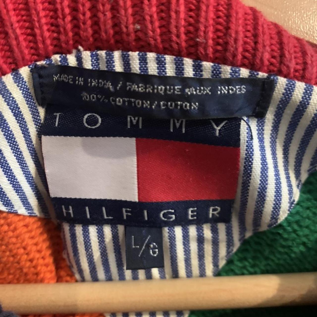 Tommy Hilfiger vintage style colour block knitted... - Depop