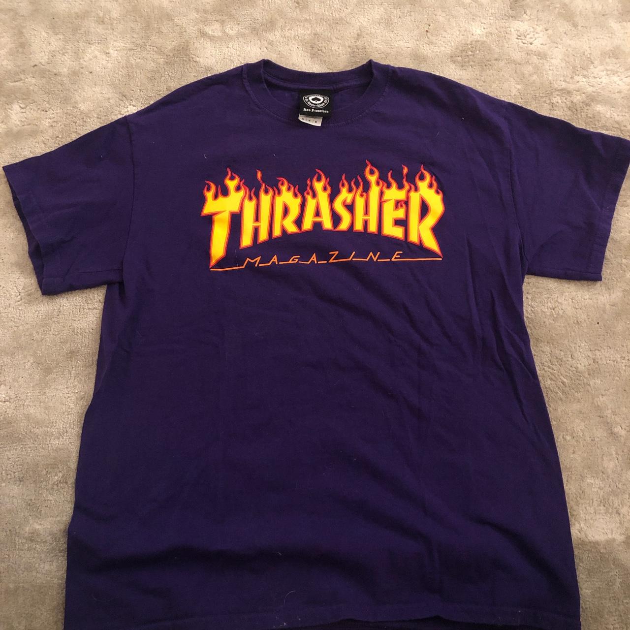 purple thrasher shirt - Depop