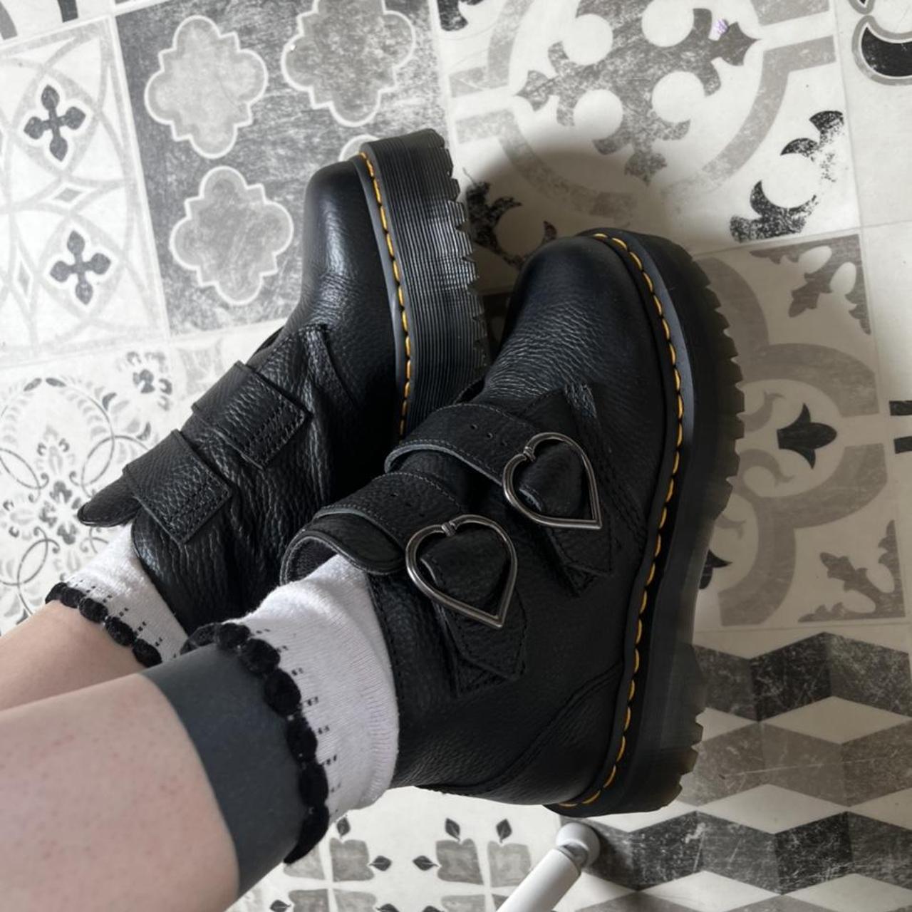 DR MARTENS DEVON HEART BLACK LEATHER BUCKLE... - Depop