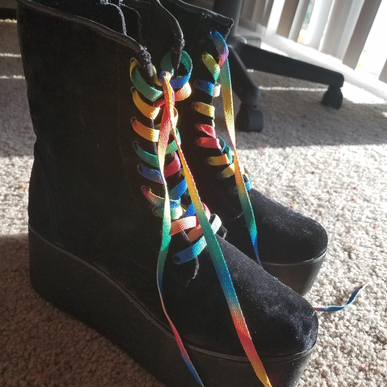 Black velvet platform boots sale