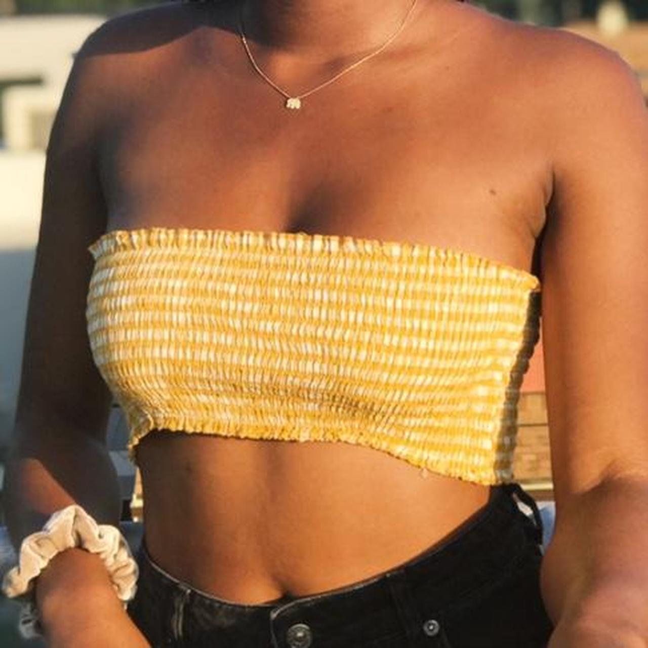 Brandy Melville Yellow Tube Top Size One... Depop