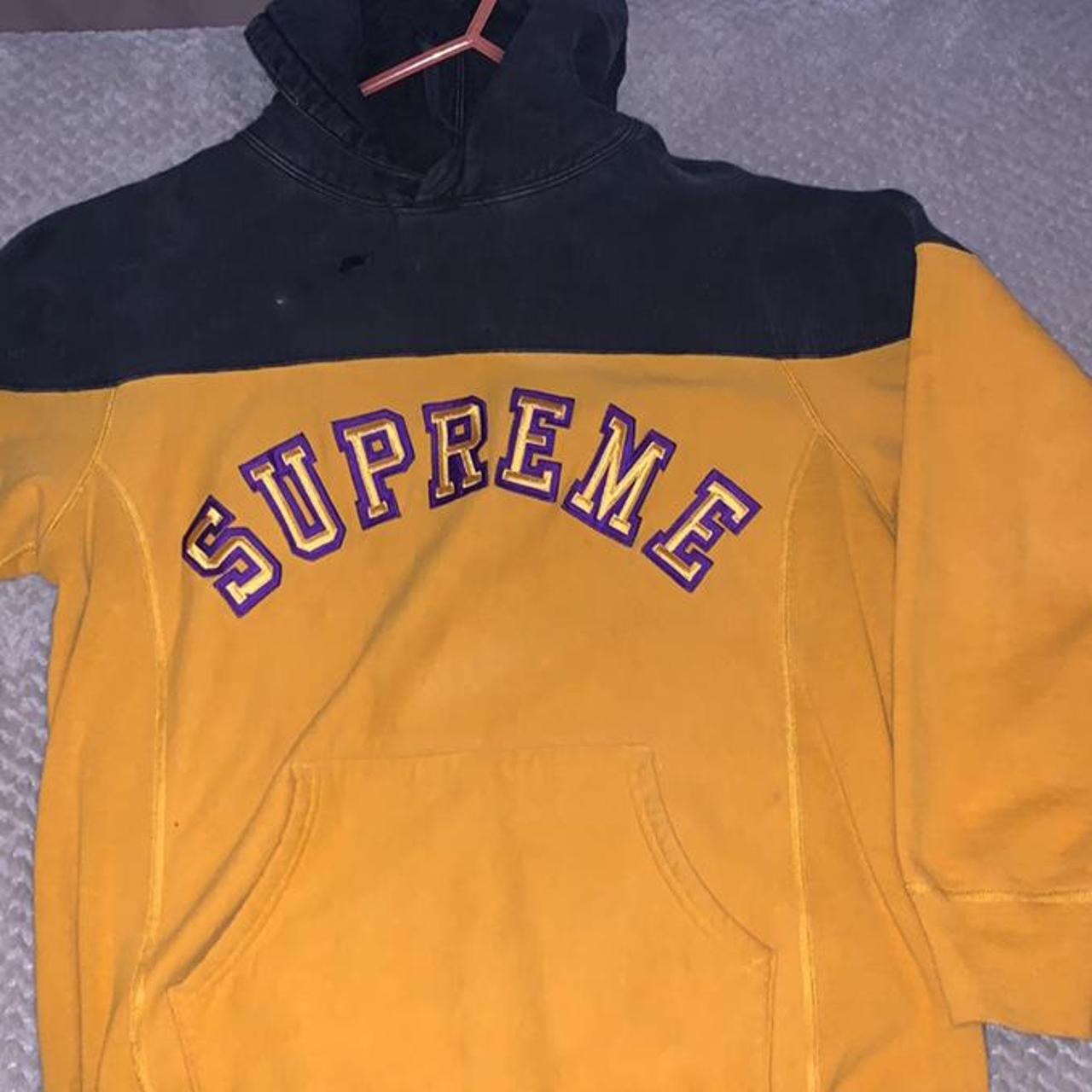 Yellow and discount purple supreme hoodie