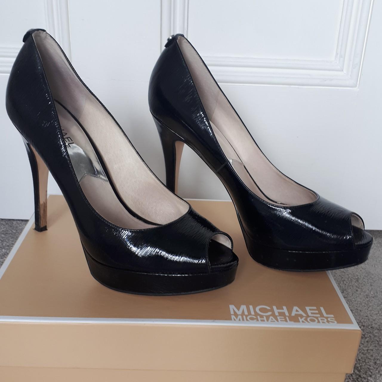 Michael kors black patent leather heels on sale