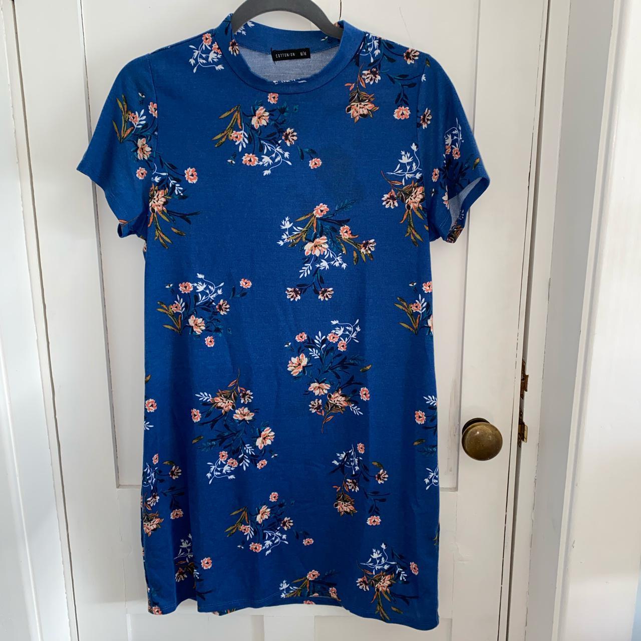 Cotton On Women's Blue and Pink Dress Depop