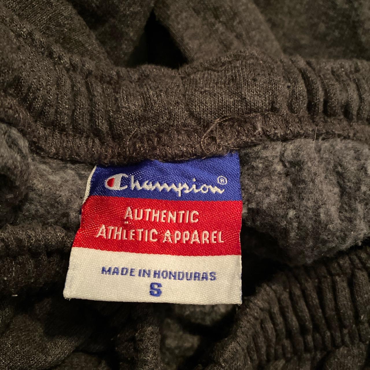 Champion grey vintage cuffed cotton fleece trackies... - Depop