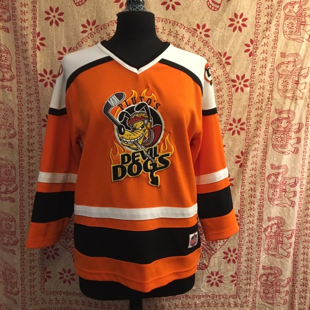 Vintage Disney Pluto Devil Dogs Hockey Jersey K9 Youth size XL 14-16 sewn