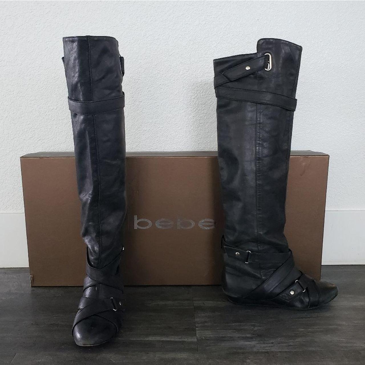 Black BEBE Dana Strapped Tall Boot BEBE Dahlia Depop