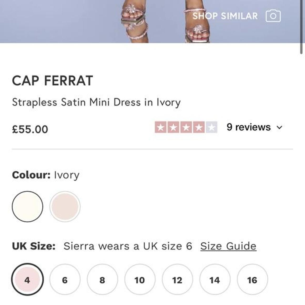 Cap Ferrat Strapless Satin Mini Dress in Ivory