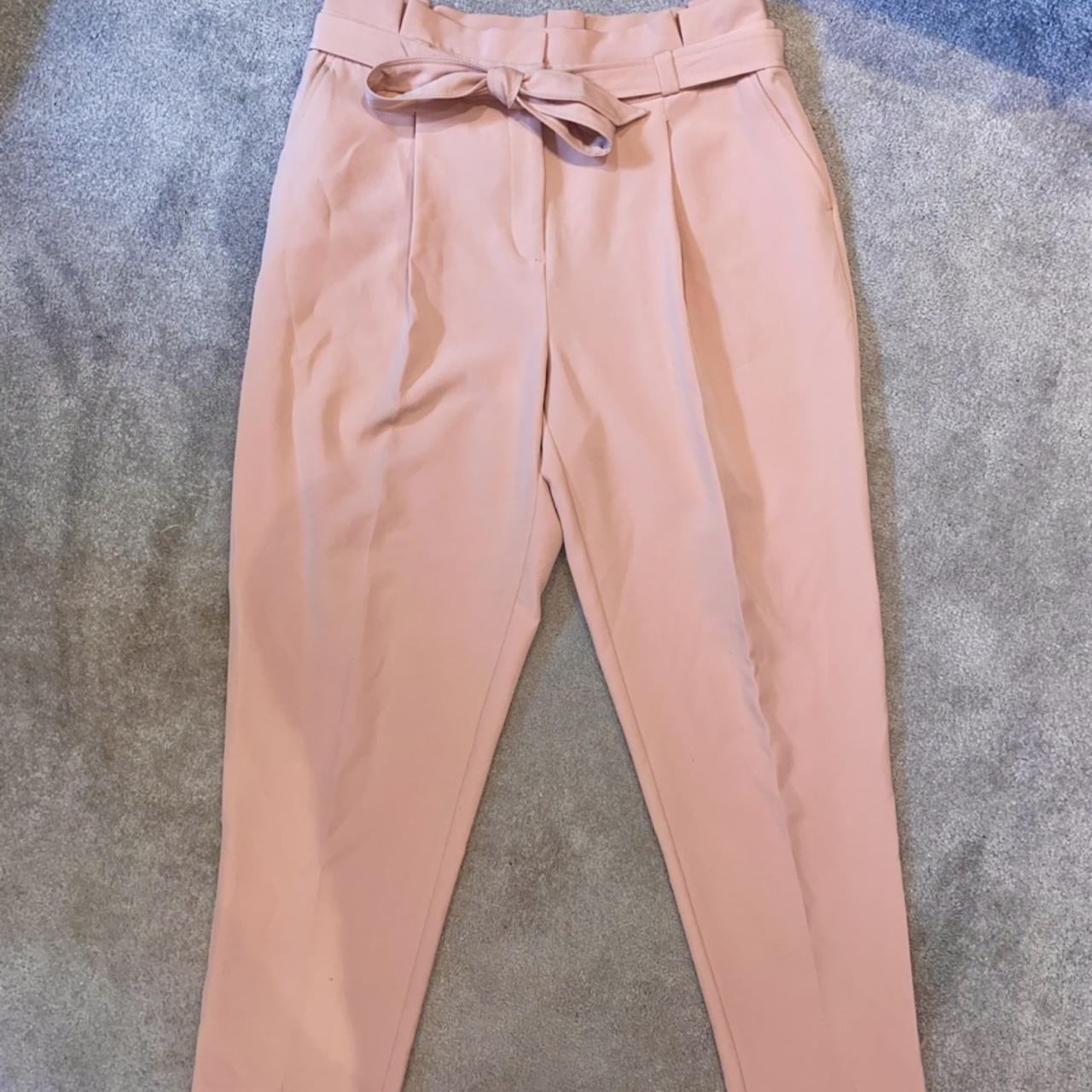 Mid Pink High Waist Paperbag Trousers  New Look