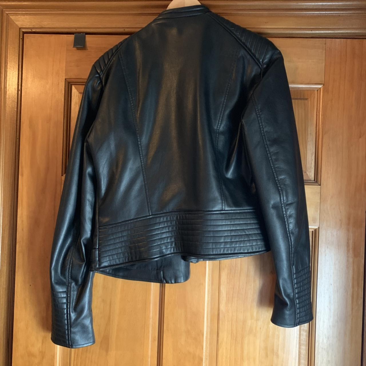 Zara Black Leather Jacket With Silver Detail Depop