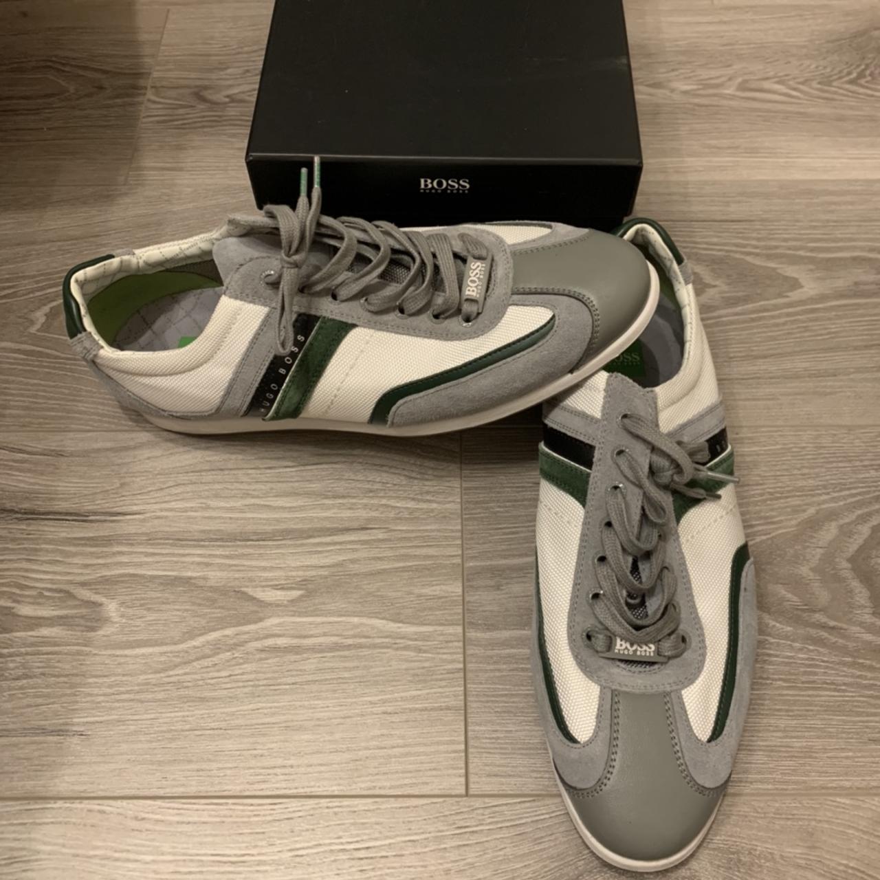 Hugo Boss white trainers (forest and... Depop