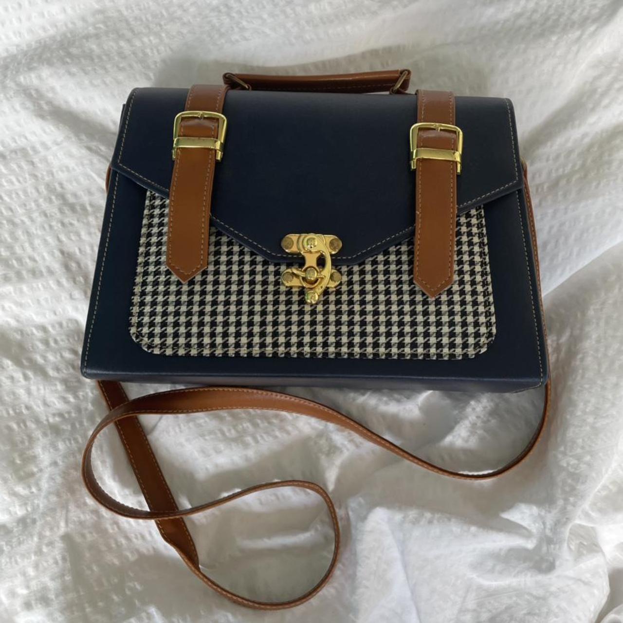 vintage-french-navy-blue-brown-and-hoodstooth-depop