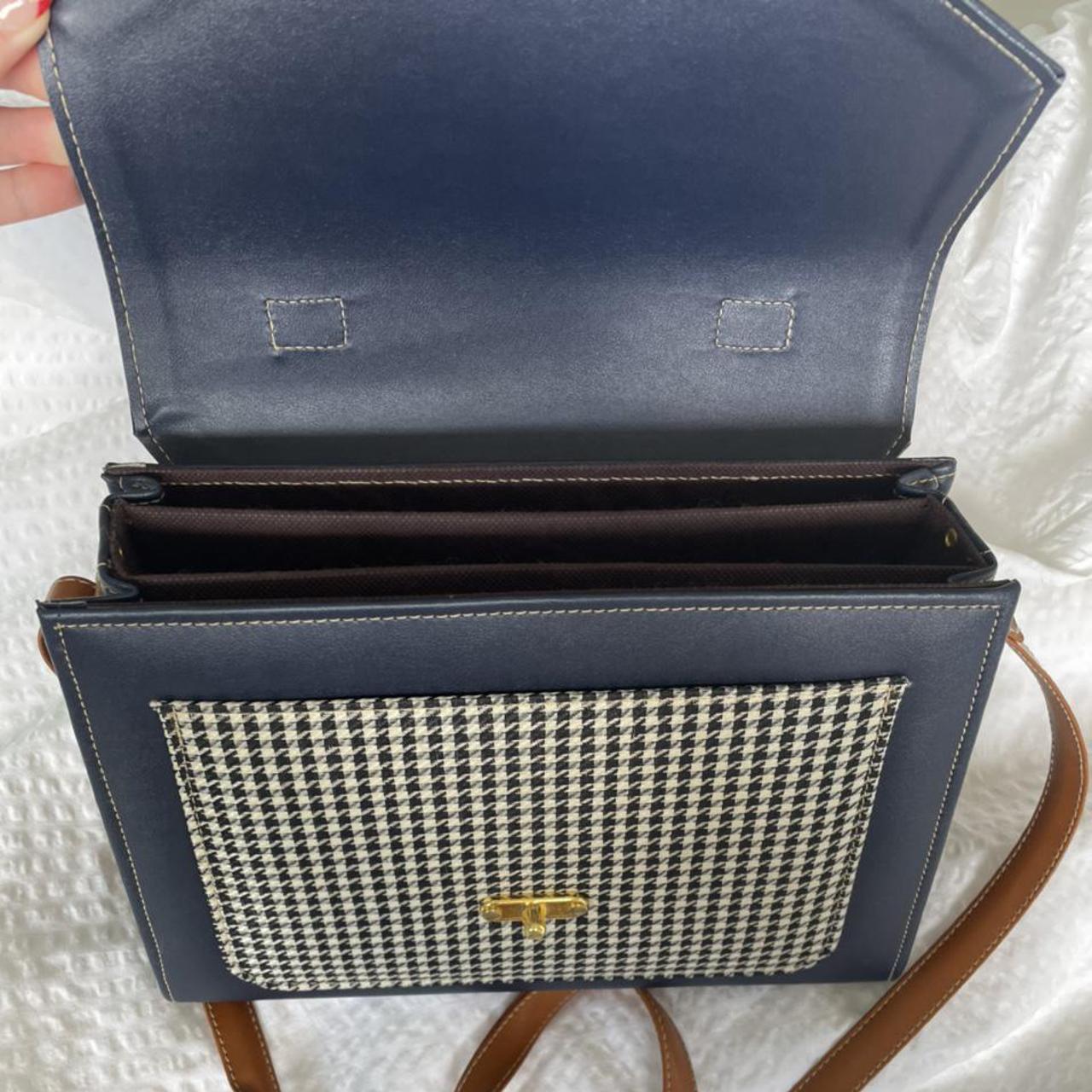 Vintage French Navy Blue Brown And Hoodstooth Depop