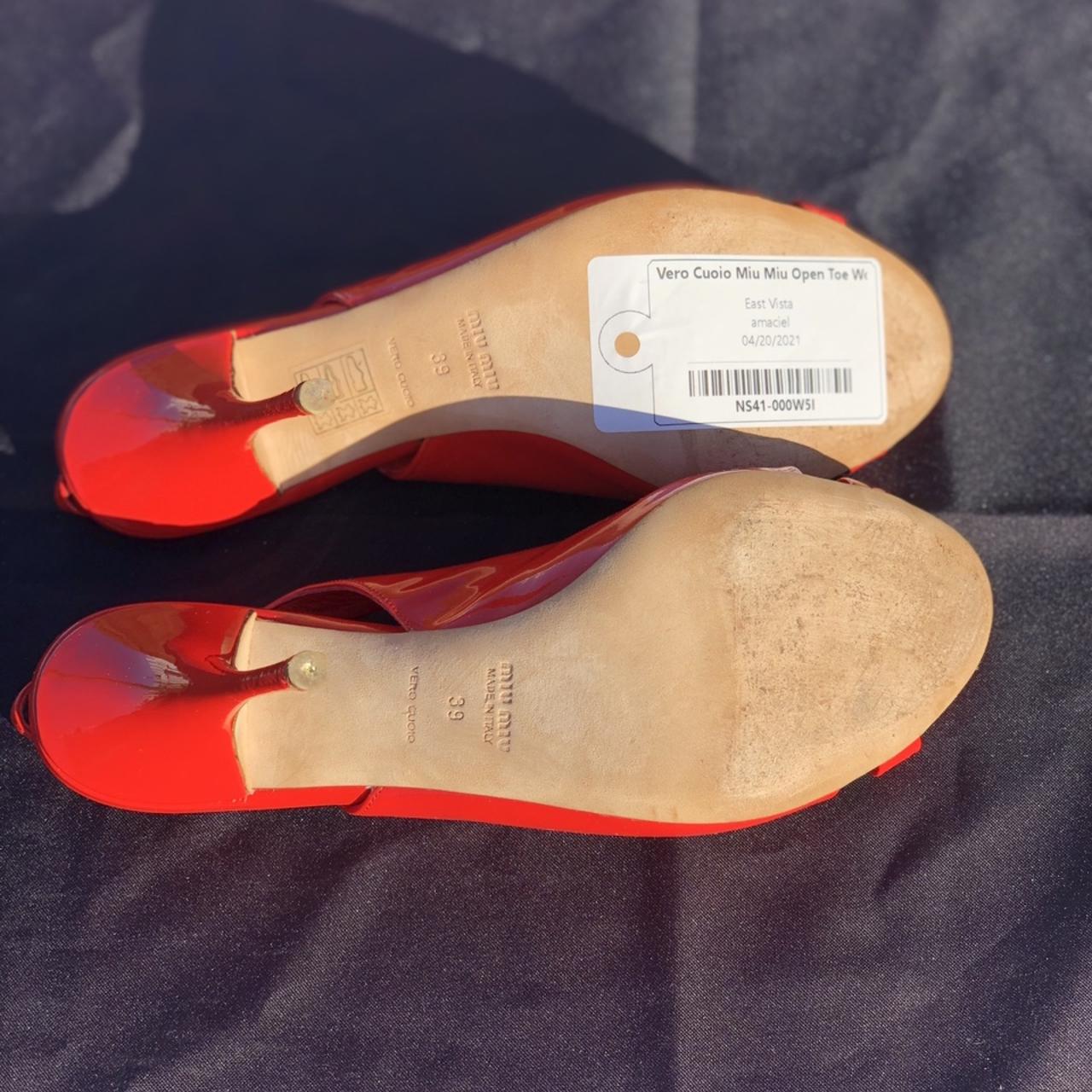 Miu miu heels in Red Patent Leather Made in Italy... - Depop