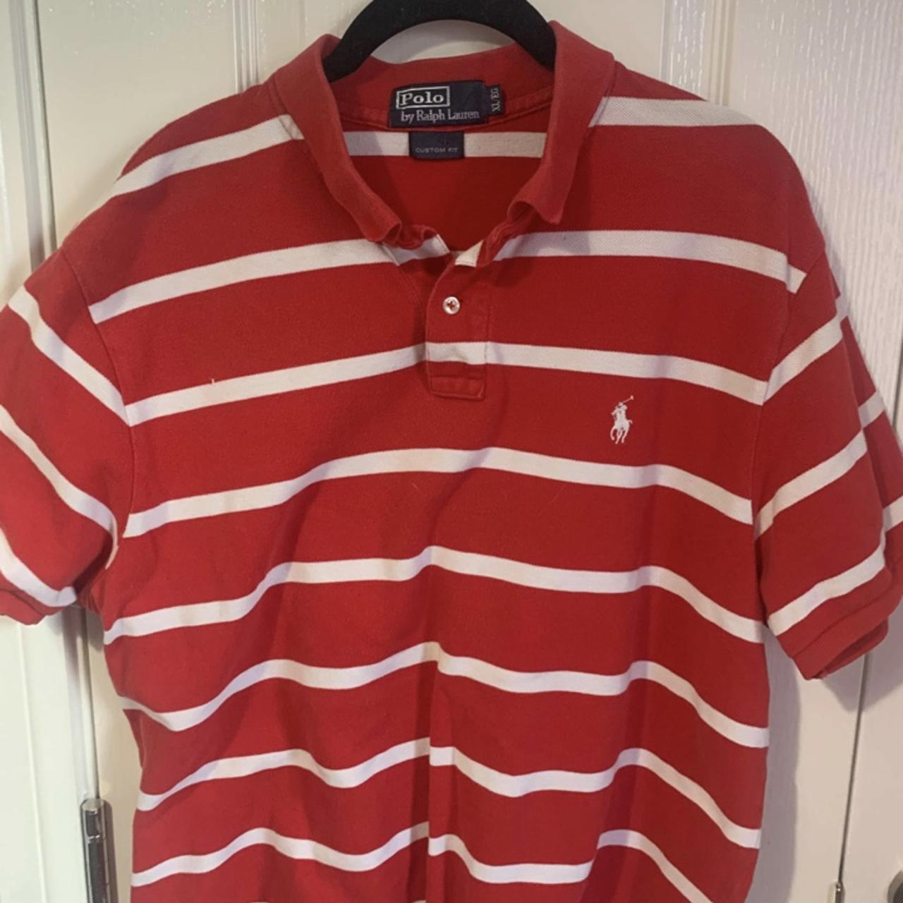 Red and white Ralph Lauren Polo Shirt size XL.... - Depop