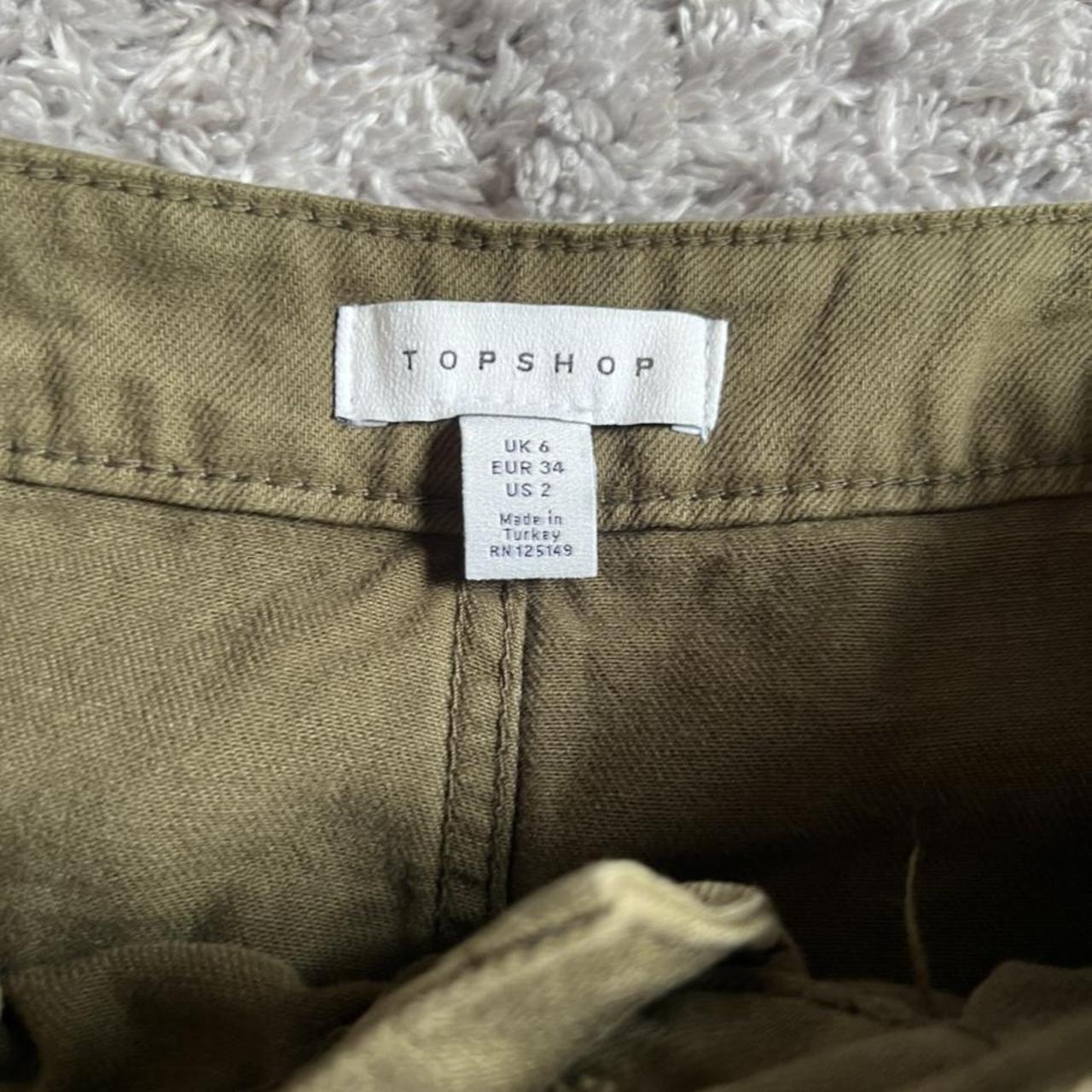 Topshop Women's Khaki and Green Skirt | Depop