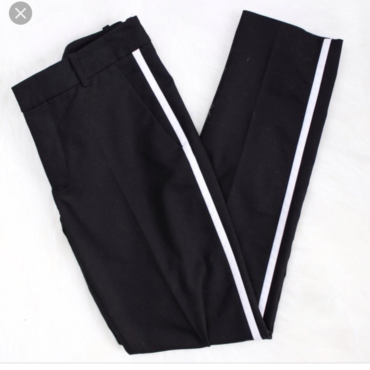 Zara black pants discount with white stripe