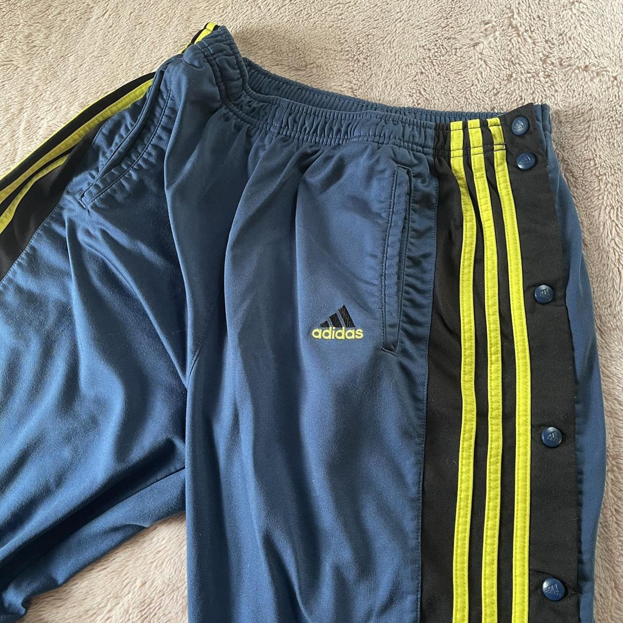 navy blue and lime green adidas pants