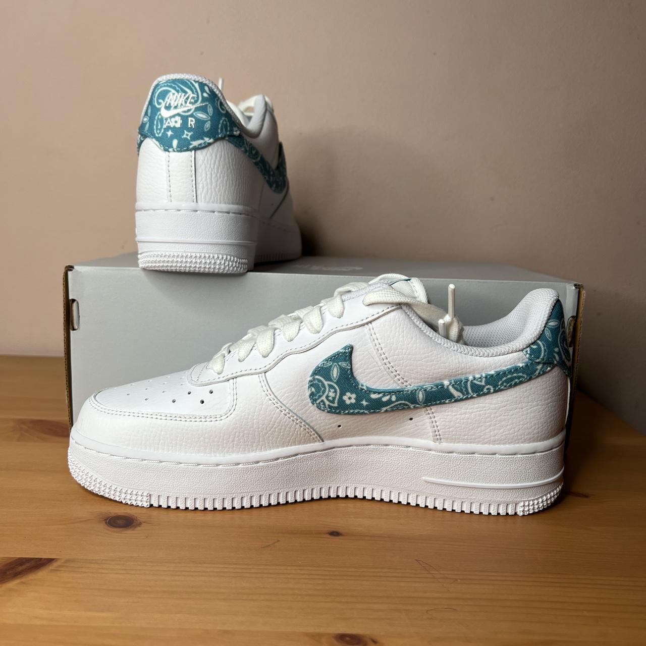 Nike Women’s Air Force 1 07 ESS White Blue Size 5.5... - Depop