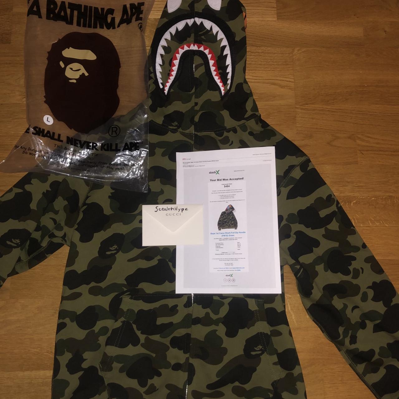 Bape first camo online shark hoodie