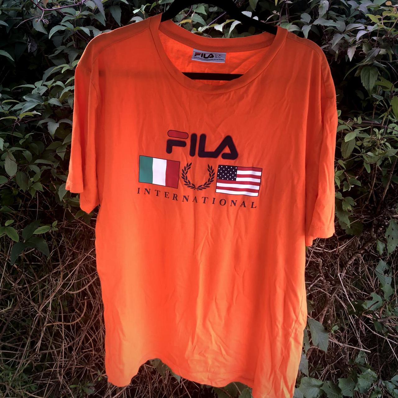 Fila Men's Orange T-shirt | Depop