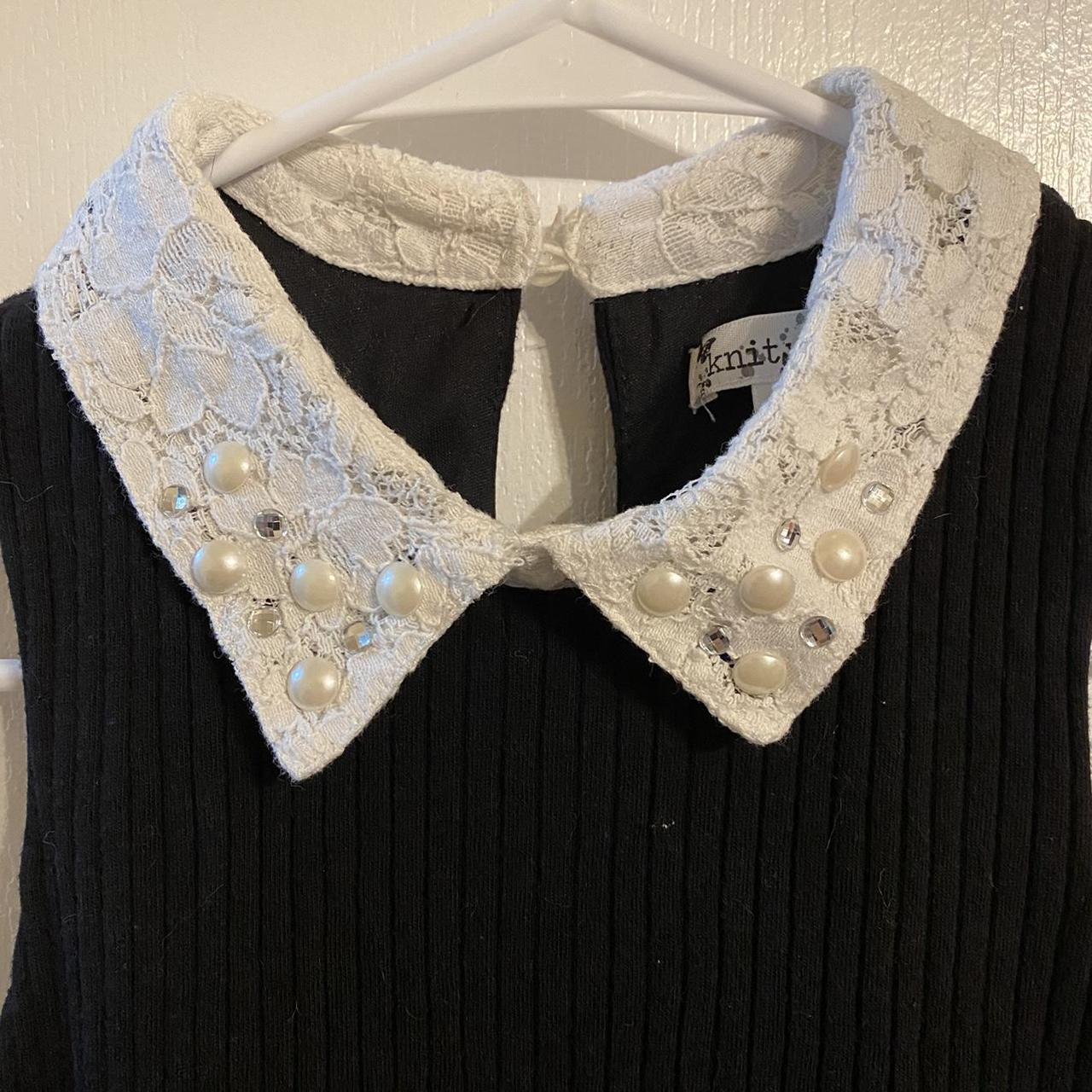 Kohl’s Knitworks black white Wednesday Addams... - Depop