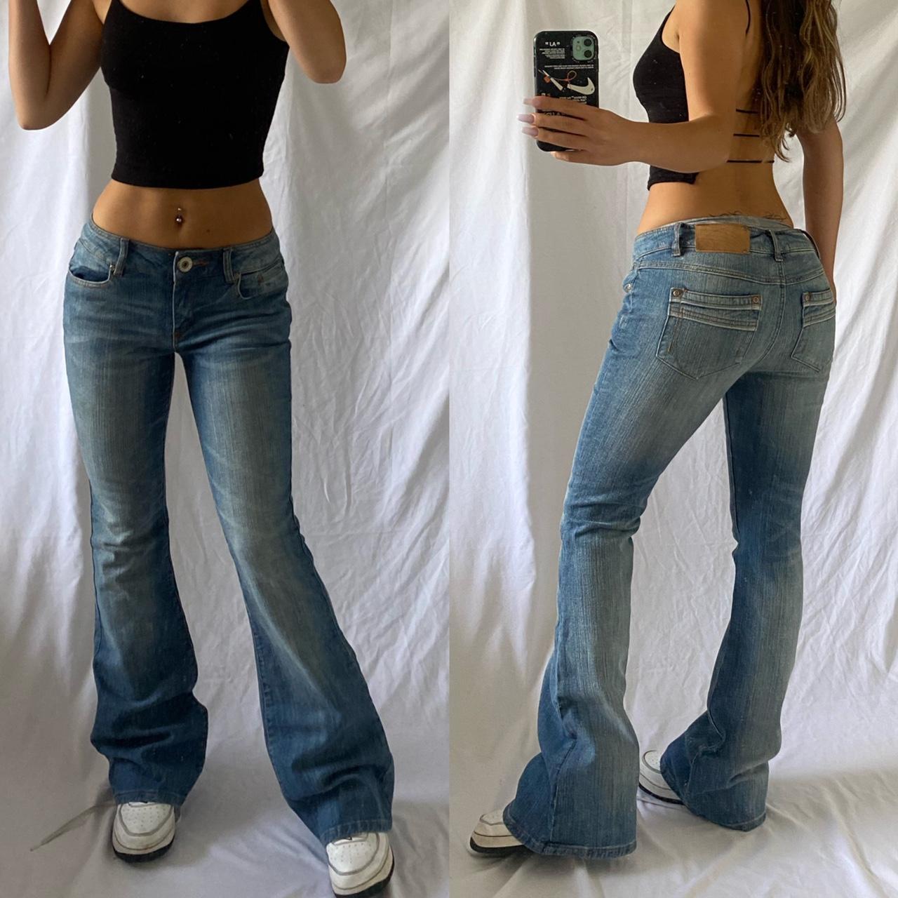 Vintage 2000’s South denim low waisted flared... - Depop