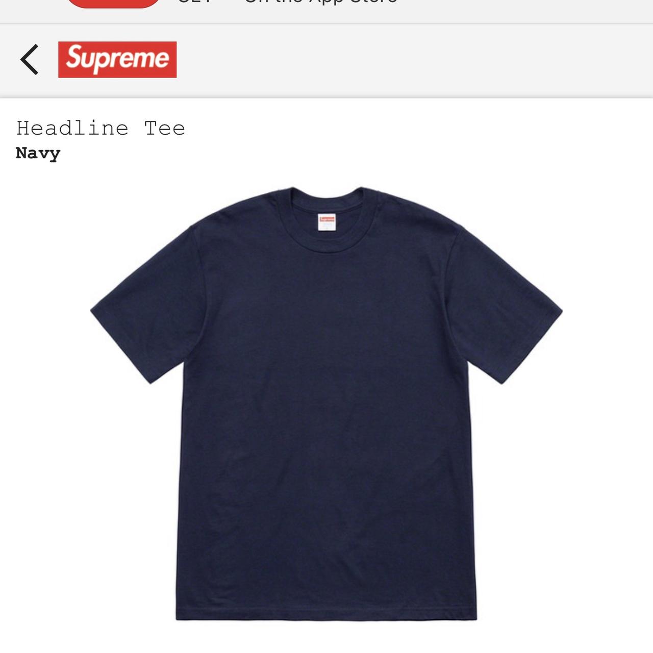 Supreme headline t shirt Navy Size medium. Depop