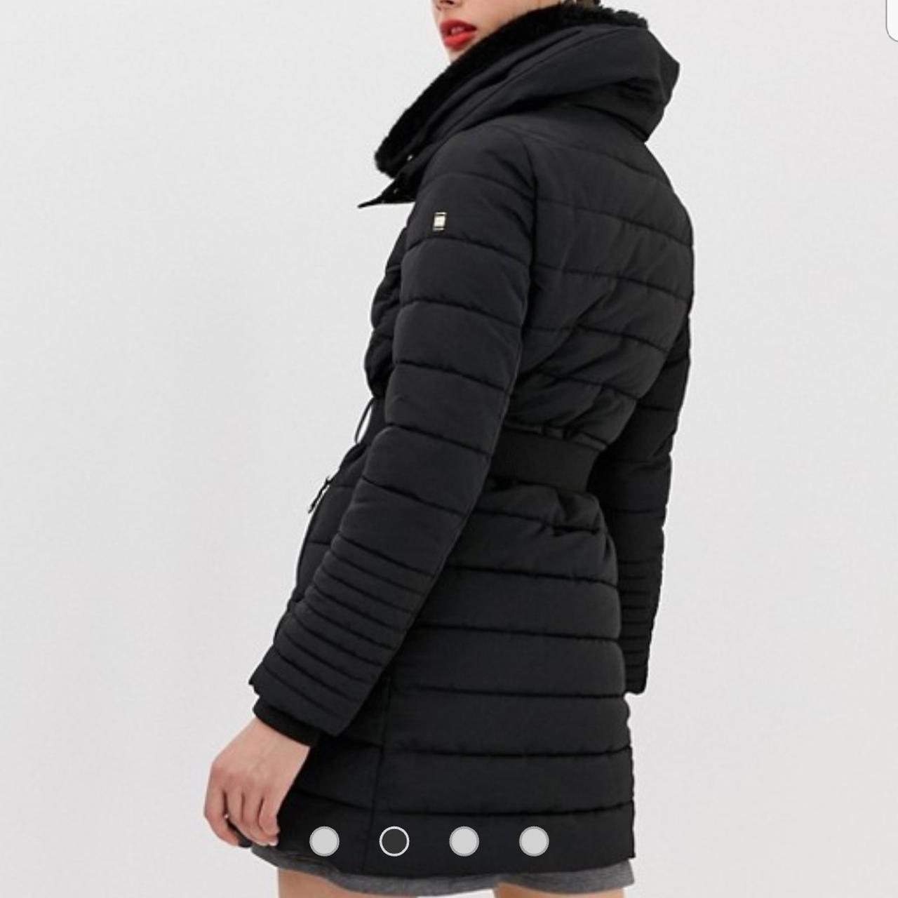 Esprit mid padded jacket with faux fur hood in cheap black