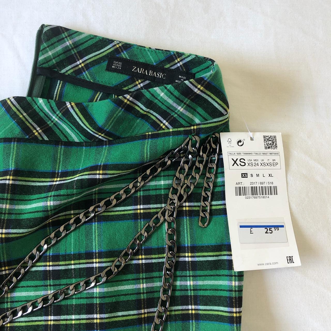 Tartan Skirt Skirt Zara Uk Checked Green Zara Mini Skirt With