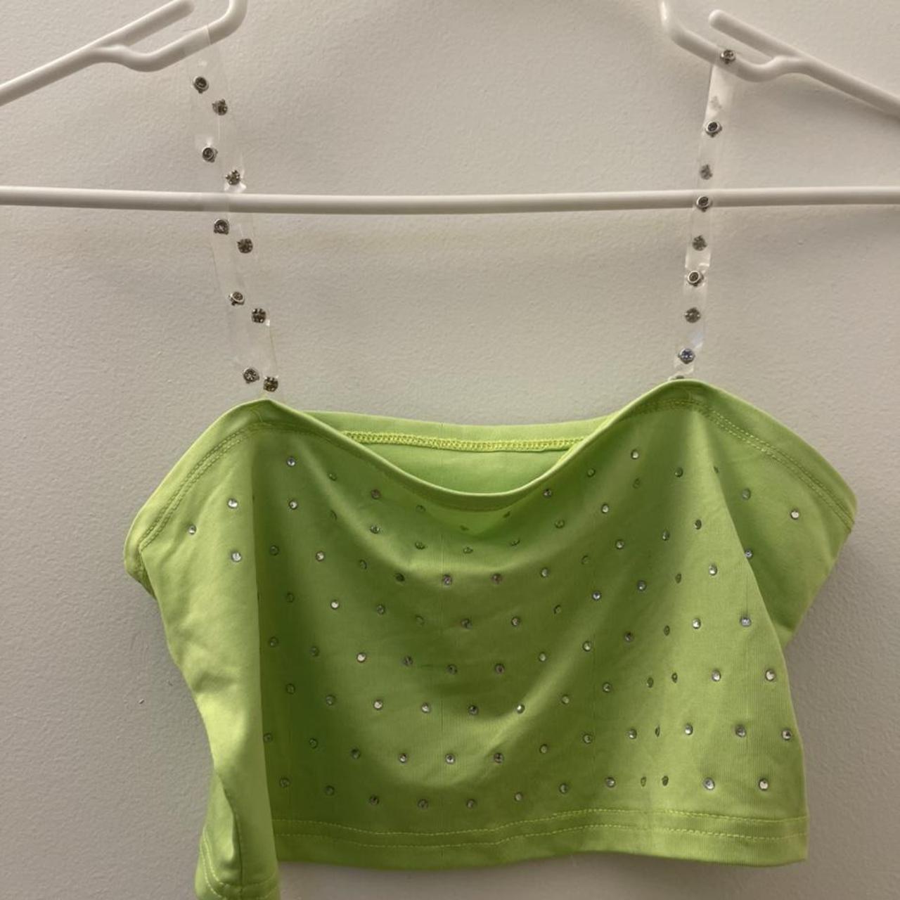 small neon green crop top , ONLY WORN ONCE, perfect... - Depop