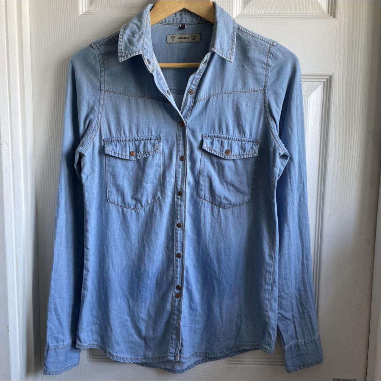 Pull&Bear Women's Blue Shirt | Depop