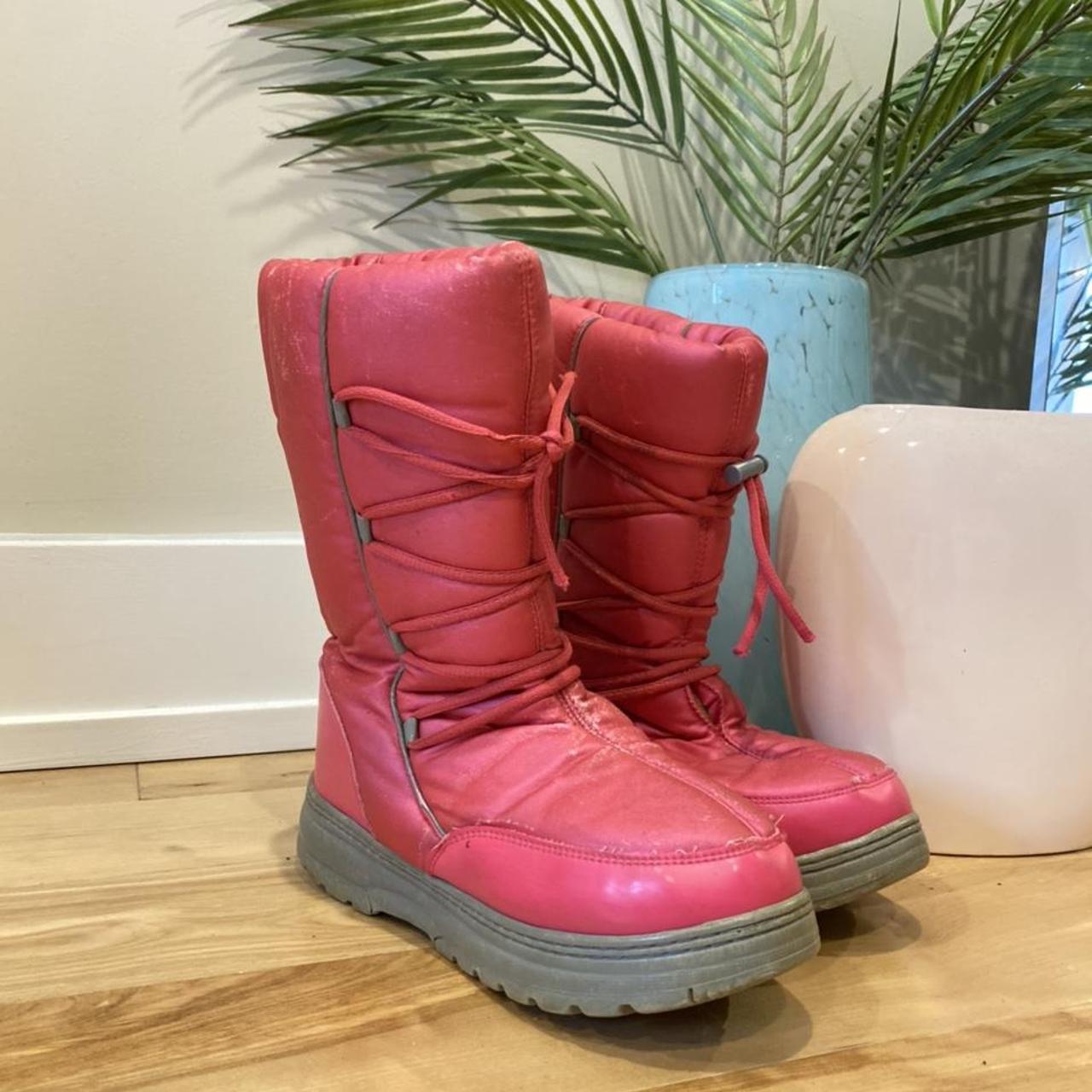 Super cute fun chunky hot pink snow boots. One is... Depop