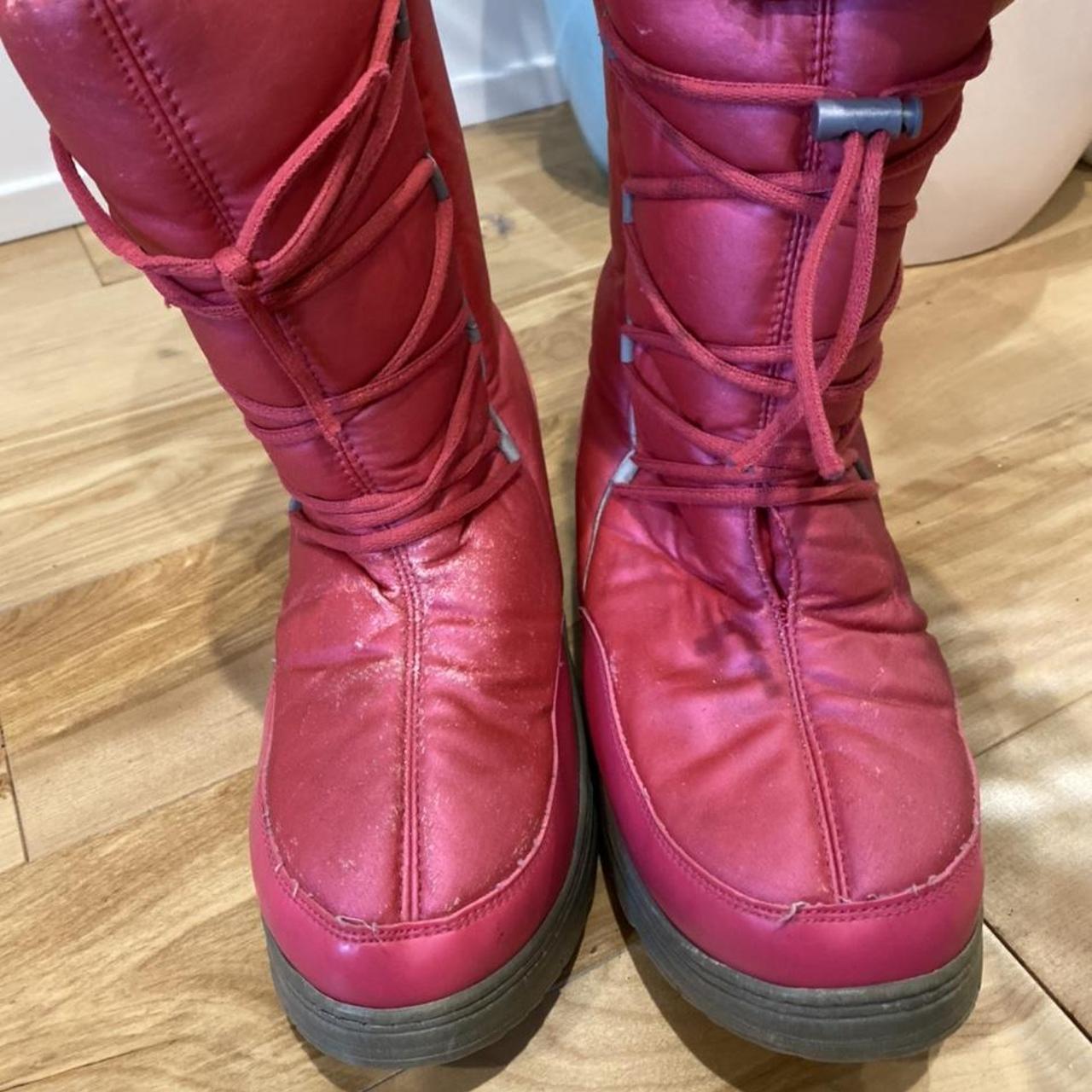 Super cute fun chunky hot pink snow boots. One is... - Depop