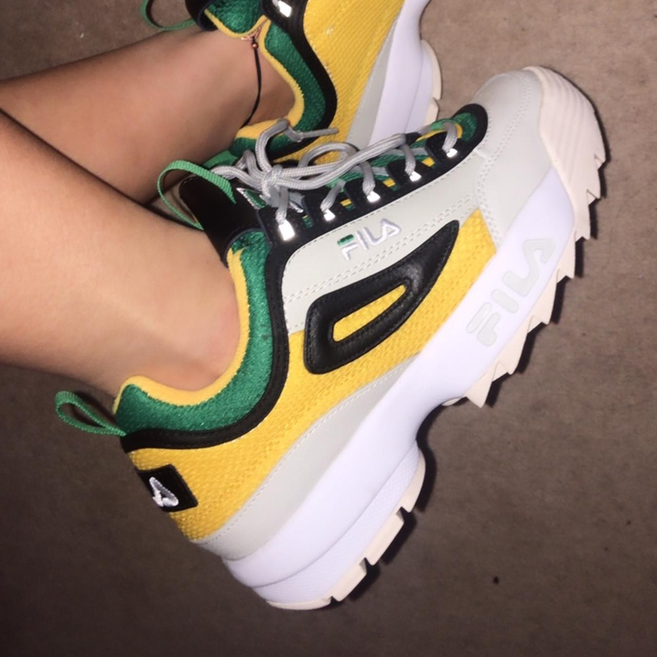 Fila disruptor shop yellow and green