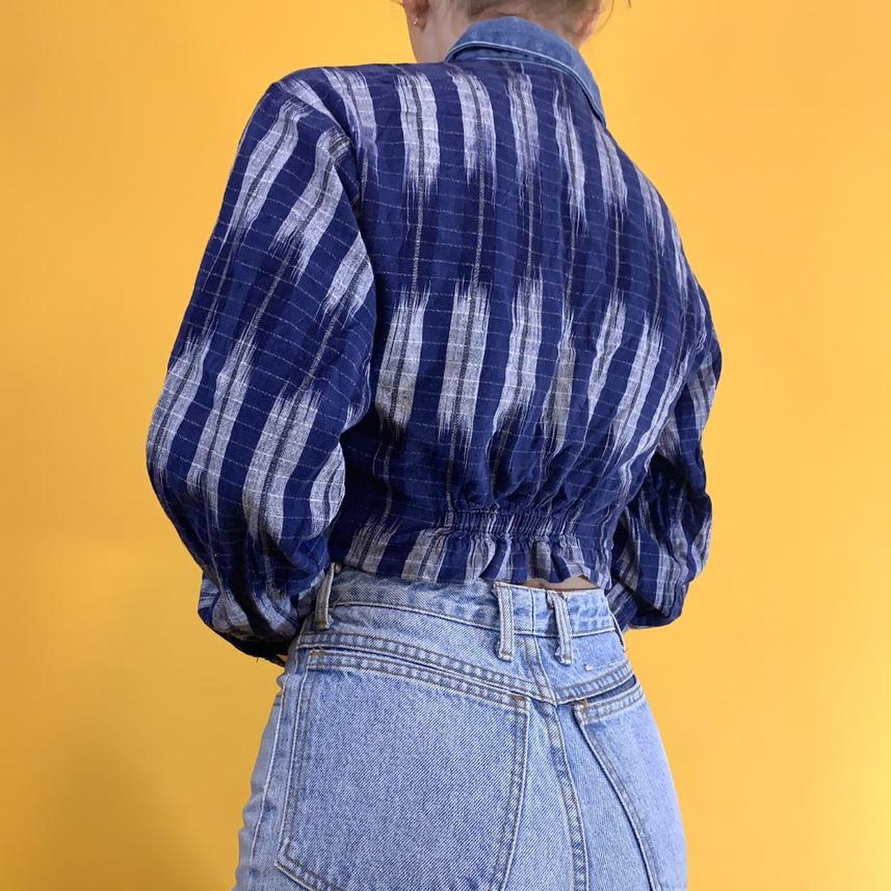 Women's Navy and White Crop-top (2)