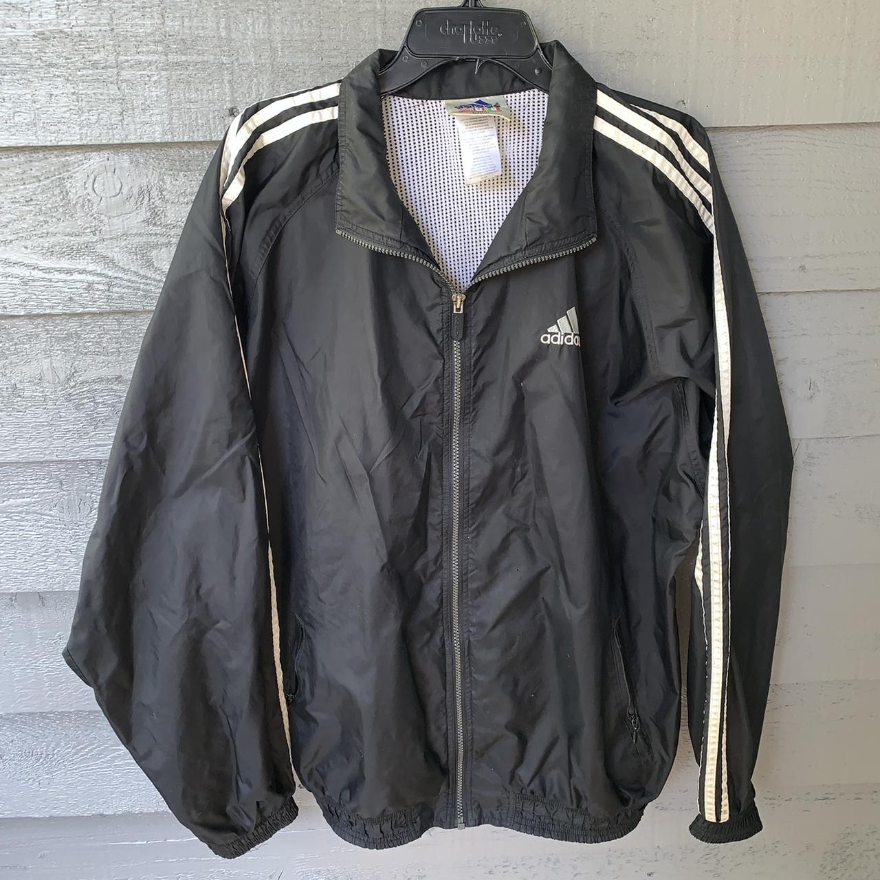 Vintage 80s Adidas windbreaker with Hoodie In great... - Depop