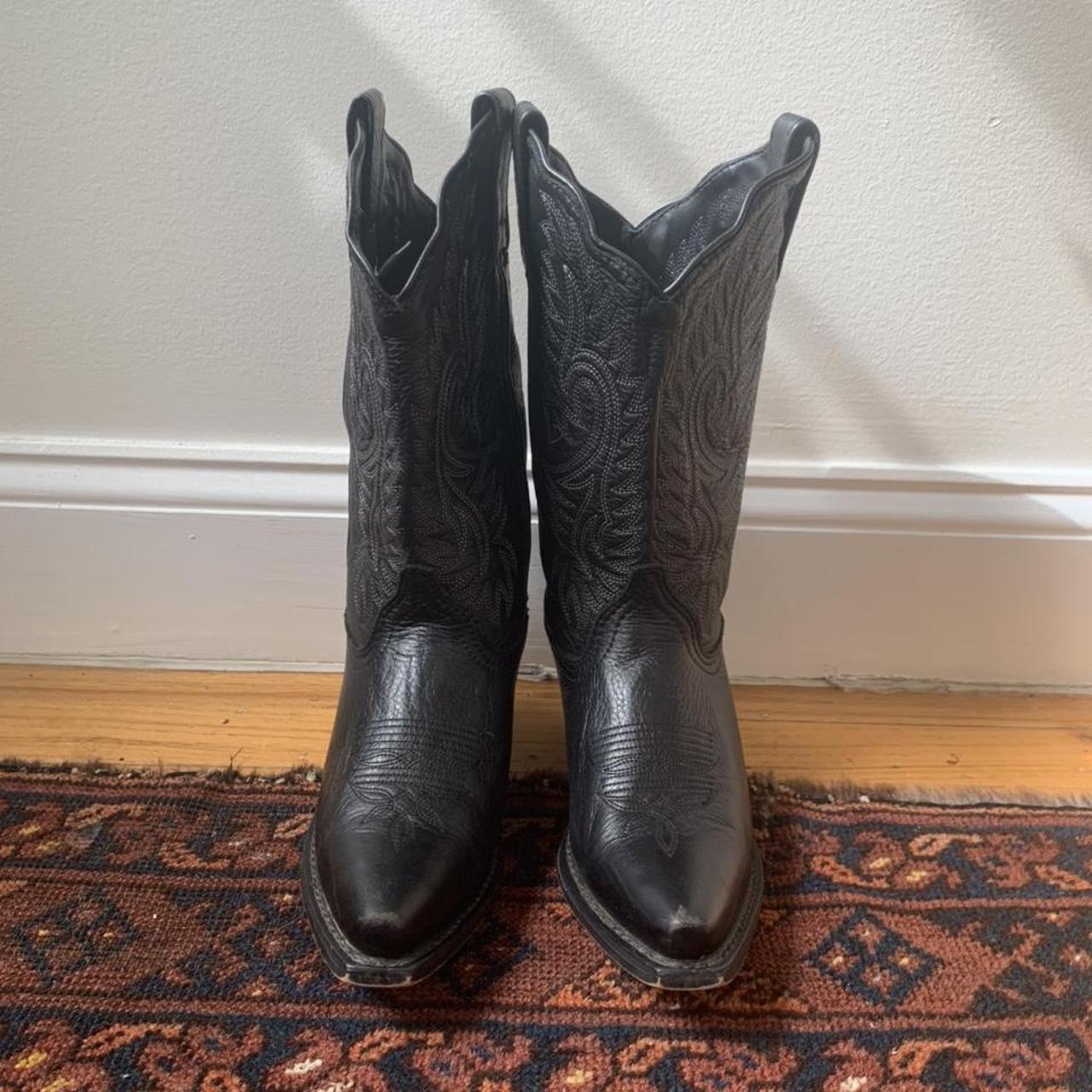 Product Image 1 - Vintage black cowgirl boots! Labeled