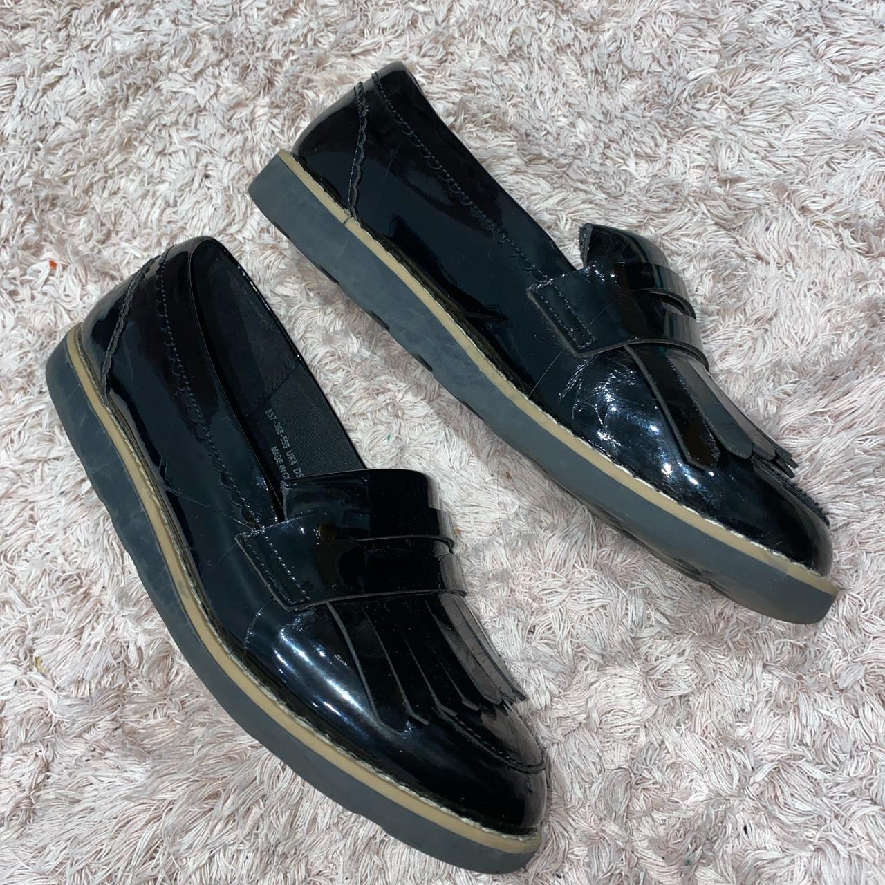 🌚Next shiny black work/school shoes! Size 4! Worn so... - Depop