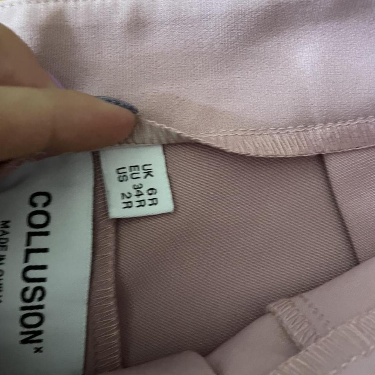 COLLUSION pale pink high rise flared trousers. Only... - Depop