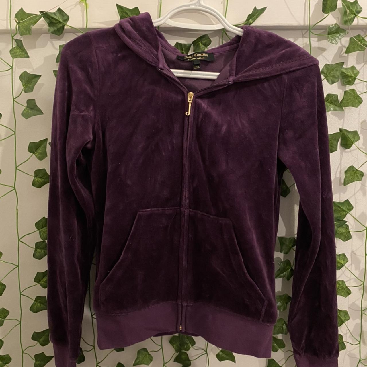 Juicy Couture velvet zip up hoodie embellished with... - Depop