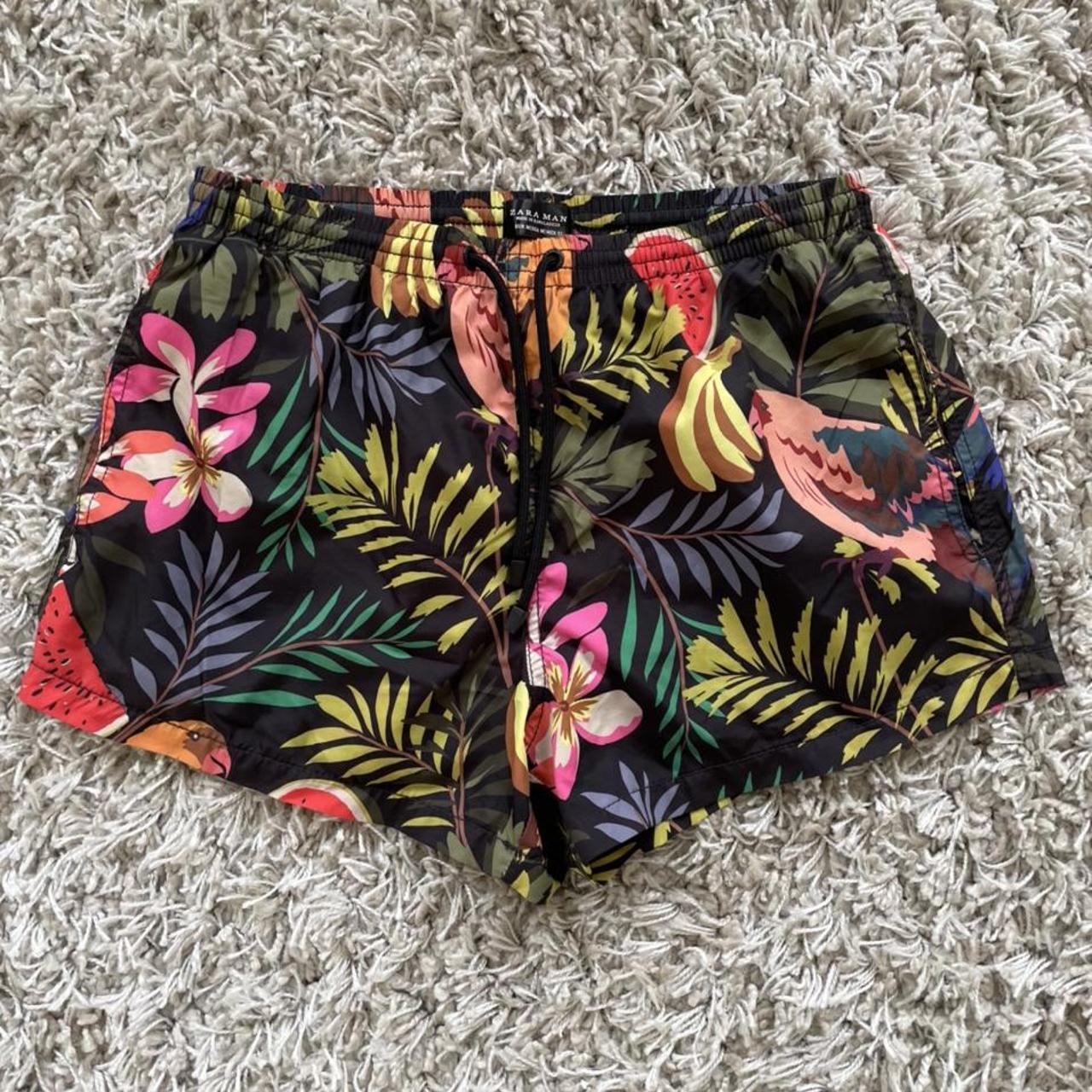 Zara Man patterned swim shorts Size Medium... Depop