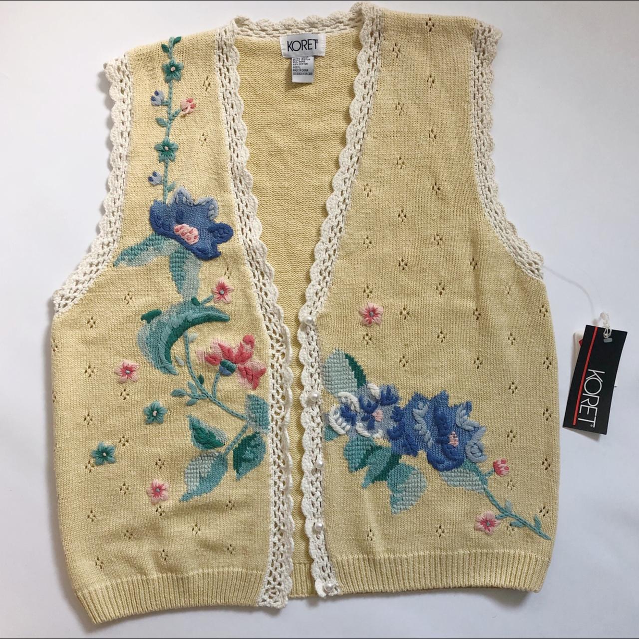 Koret Women's Yellow and Cream Vest | Depop